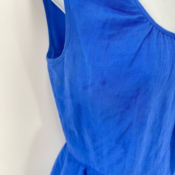 J crew Women's Linen Blue Side Zip Mini Dress Size 2 - Picture 4 of 12